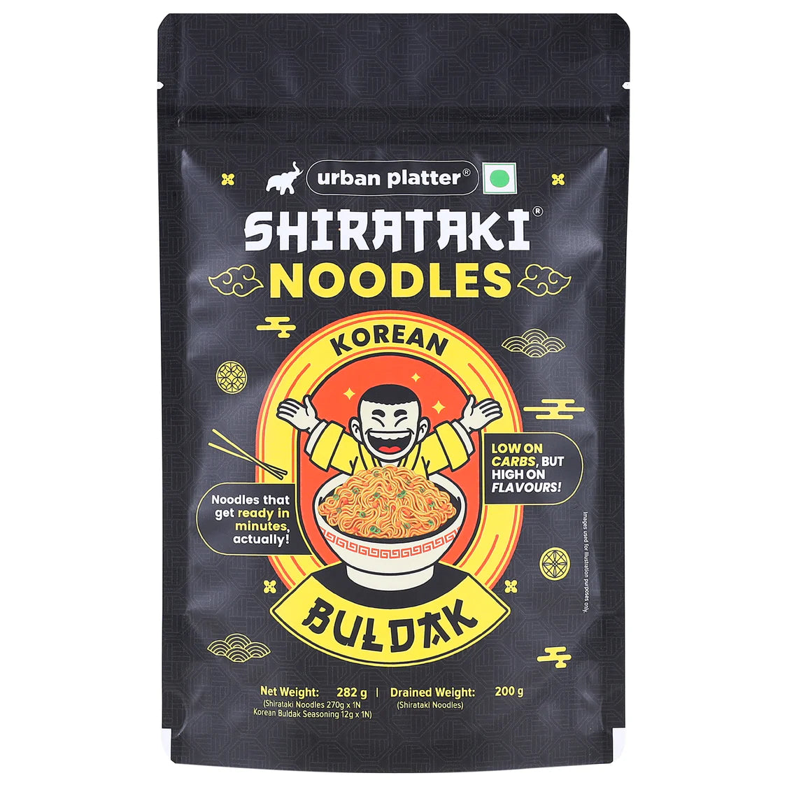 Urban Platter Shirataki Noodles, 279g (Keto-friendly, Low-Carb, Fat-free, Instant Noodles | Zesty | Konjac Miracle Noodles).