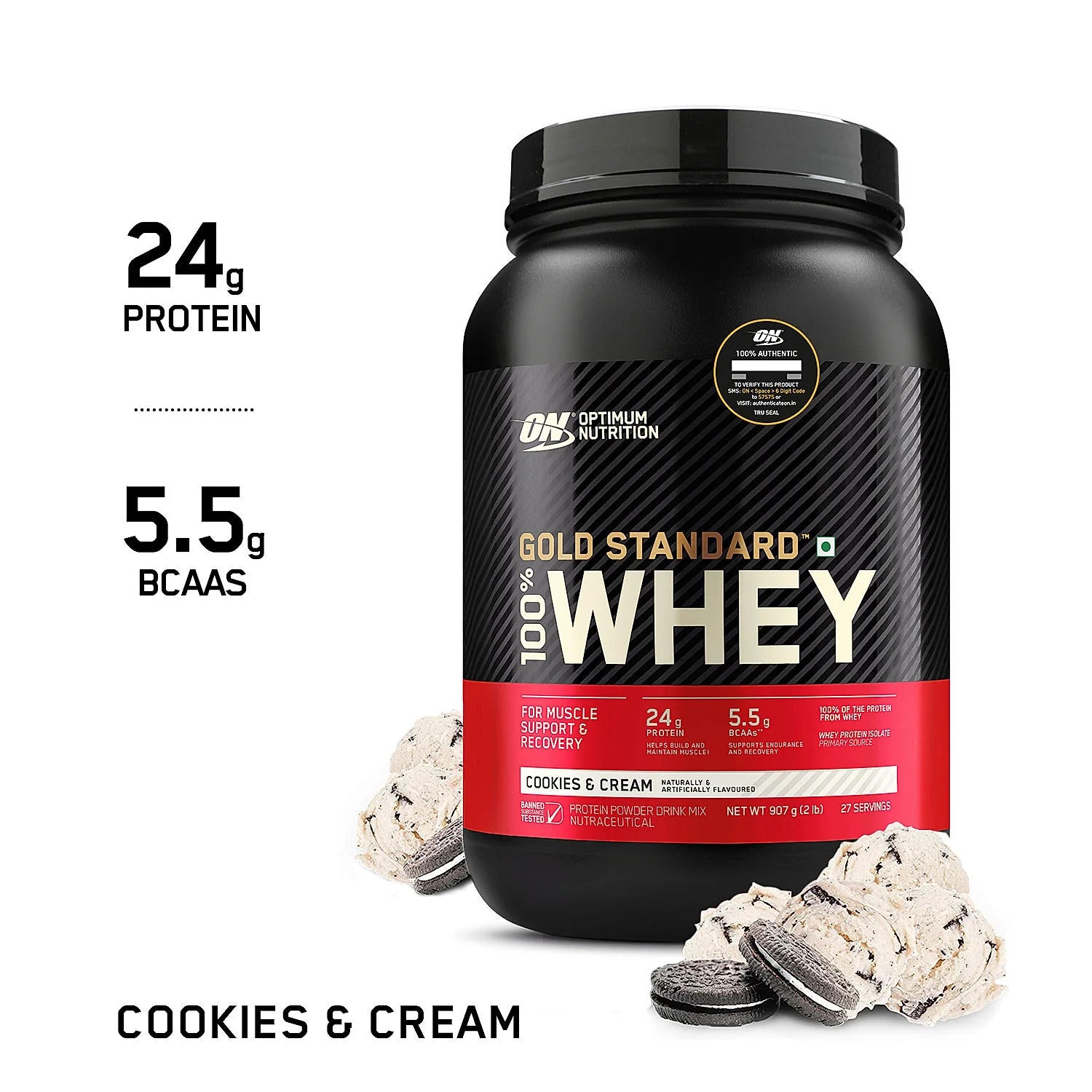 Gold Standard 100% Whey Protein Powder | Cookies & Cream | 5 lbs