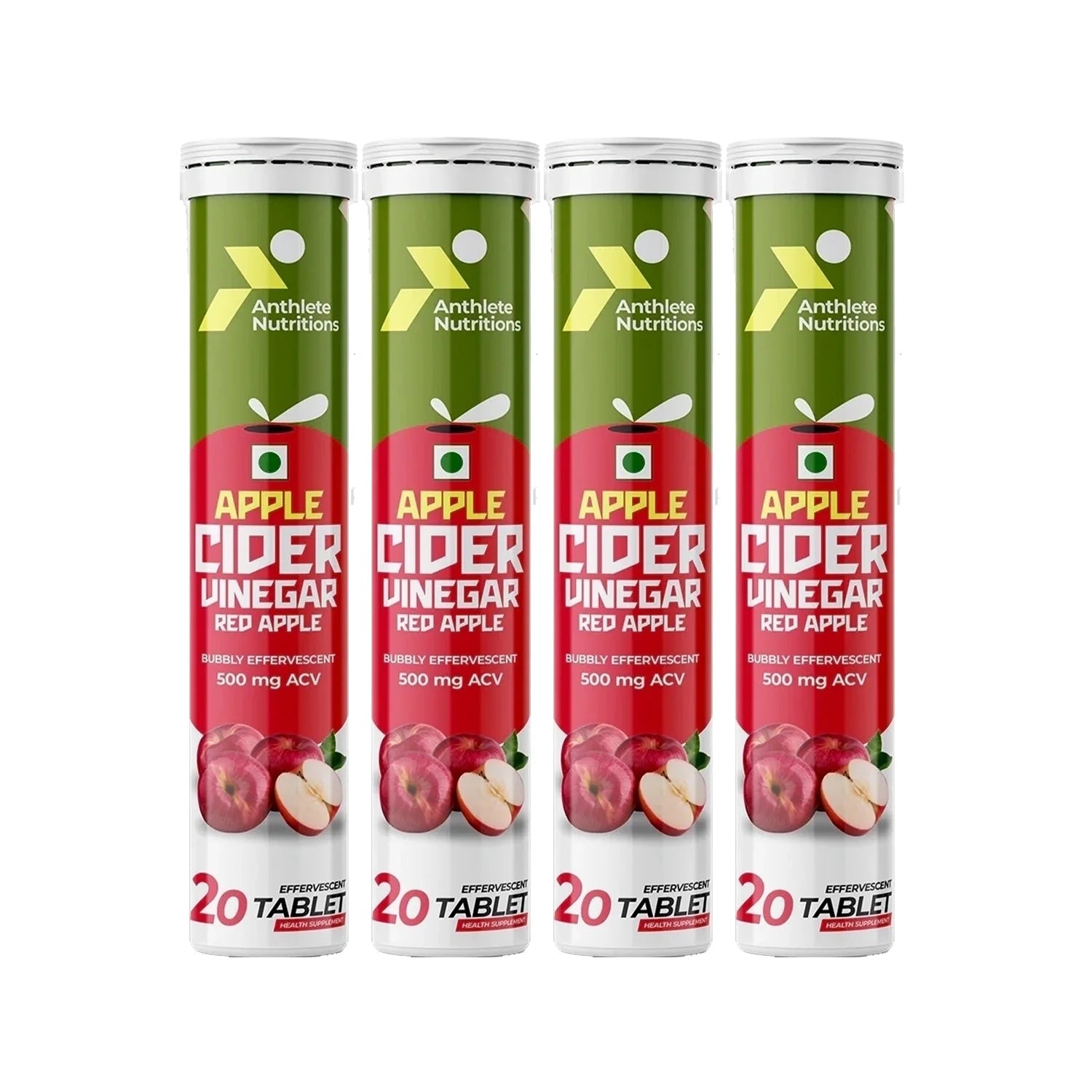 Anthlete Apple Cider Vinegar Effervescent Tablets | Red Apple Flavour | 20 Tablets