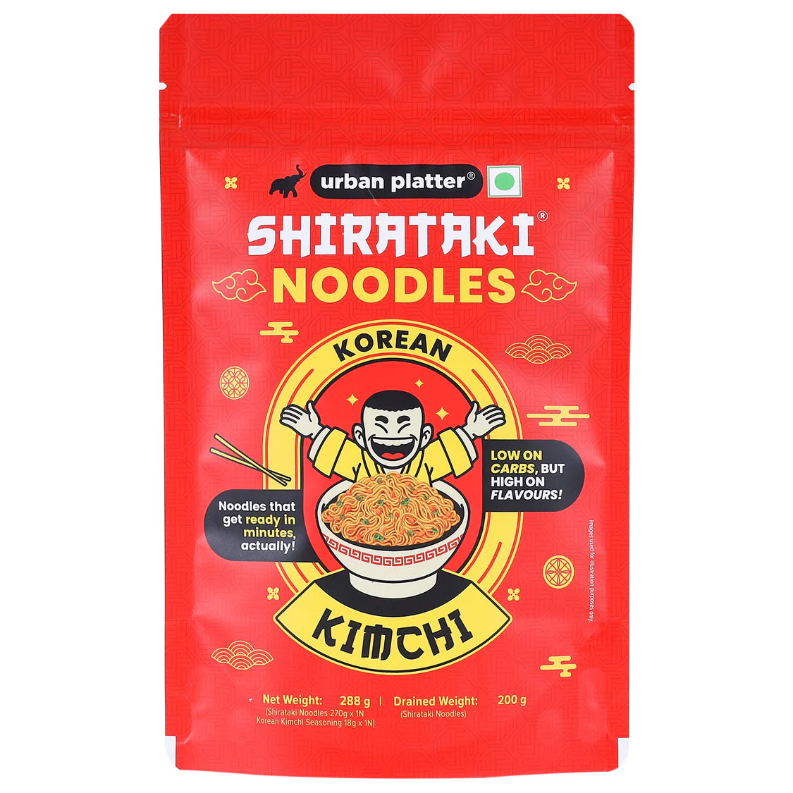 Urban Platter Shirataki Noodles, 279g (Keto-friendly, Low-Carb, Fat-free, Instant Noodles | Zesty | Konjac Miracle Noodles).