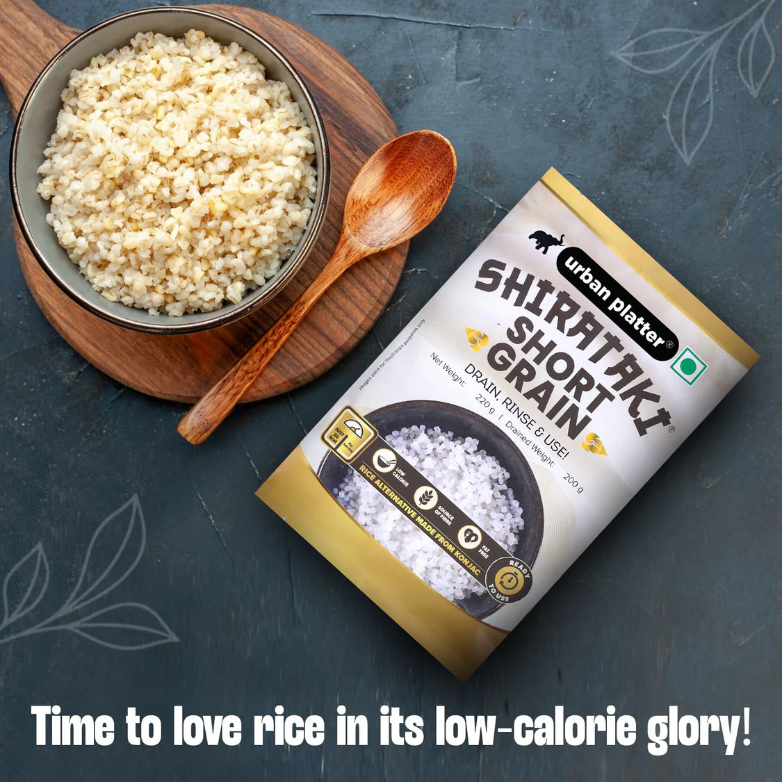 Urban Platter Shirataki Long-Grain Rice, 220g (Keto-Friendly | Low-Carb | Low-Calories | Fat-Free | Gluten-Free | Konjac Miracle Rice)